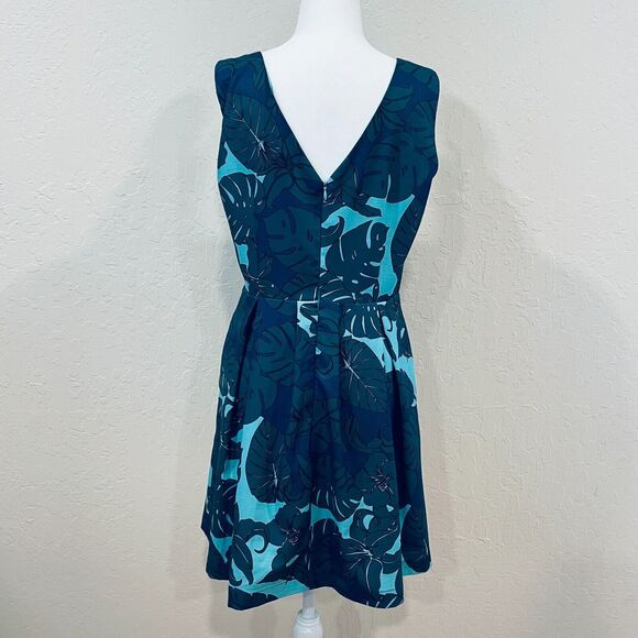 ~ Pink Martini Med Blue Green Tropical A-Line Sleeveless Lined Dress* - Pockets! - Picture 4 of 16